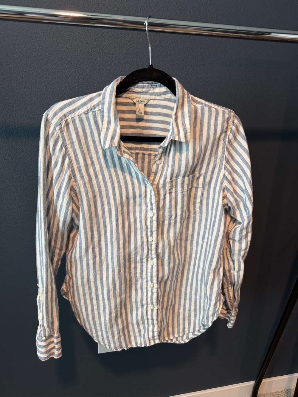 L.L. Bean Striped Button-Down Shirt - Blue & White